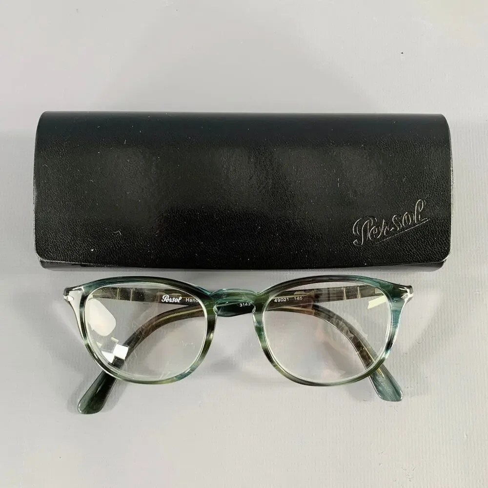 PERSOL Blue Grey Marbled Acetate Eyeglasses Frames
